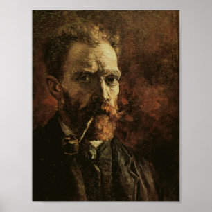 Zelfportret met pijp, Van Gogh Fine Art Poster