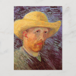 Zelfportret met strohoed van Vincent van Gogh Briefkaart