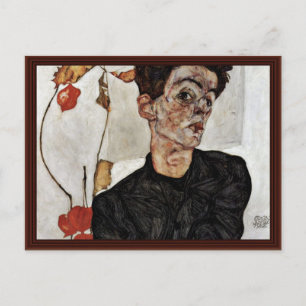 Zelfportret met vruchtendrong door Schiele Egon Briefkaart