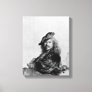 Zelfportret op een steenheuvel, 1639 canvas afdruk