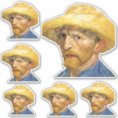 Zelfportret Pet van Van Gogh, fijne kunst Sticker (Voorkant)