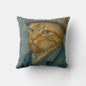 Zelfportret van een kat in de stijl van Van Gogh, Kussen (Achterkant)