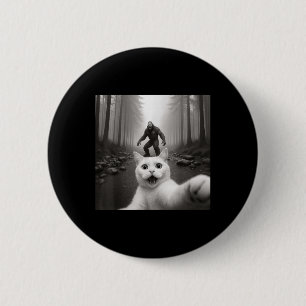 Zelfportret van kat met Bigfoot Grappige kattencad Ronde Button 5,7 Cm