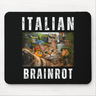 Zelfportret van kat met grappige Italiaanse brainr Muismat