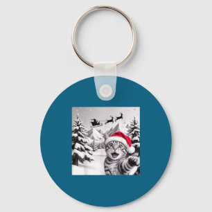 Zelfportret van kat met Kerstman Sleutelhanger