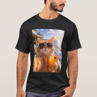 Zelfportret van kat op de boot Grappige cruise Vak T-shirt