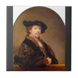 Zelfportret van Rembrandt Harmenszoon van Rijn Tegeltje
