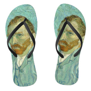 Zelfportret van Vincent Van Gogh met blauwe achter Teenslippers