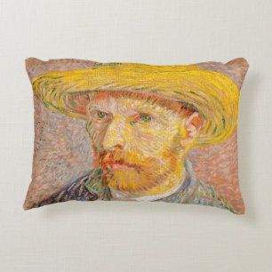 Zelfportret van Vincent Van Gogh met strohoed Accent Kussen