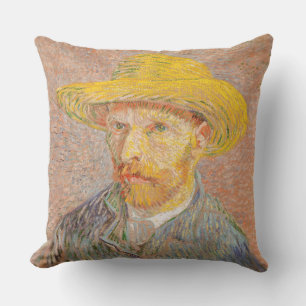 Zelfportret van Vincent Van Gogh met strohoed Buitenkussen