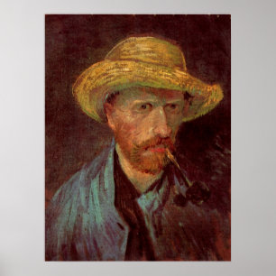 Zelfportret van Vincent van Gogh met strohoed en p Poster
