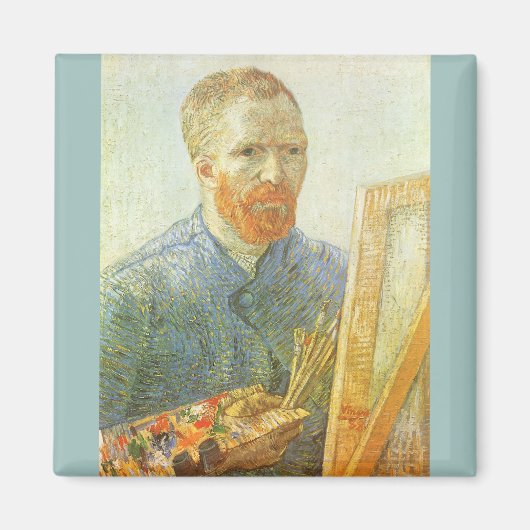 Zelfportret voor het ezel, Vincent van Gogh Magneet (Voorkant)