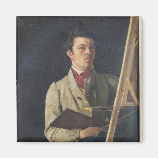 Zelfportret, zit naast een esel, 1825 magneet (Voorkant)
