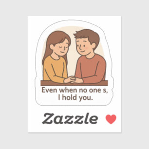 Zelfs als ik alleen ben, houd ik je vast sticker