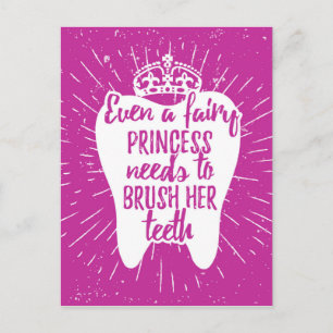 Zelfs een fairy prinses moet haar tanden poetsen. briefkaart