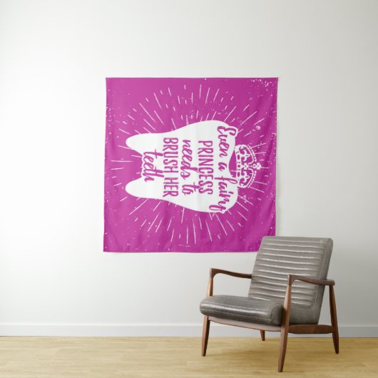 Zelfs een fairy prinses moet haar tanden poetsen wandkleed (In Situ (horizontaal))