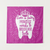 Zelfs een fairy prinses moet haar tanden poetsen wandkleed (Voorkant)