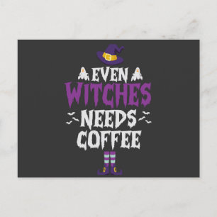 Zelfs heksen heeft koffie grappig spooky halloween uitnodiging briefkaart