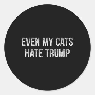 Zelfs mijn katten haten Trump - Vintage stijl - Ronde Sticker