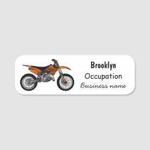 Zelfstandige motorfiets voor gebruik buiten de weg naamplaatje