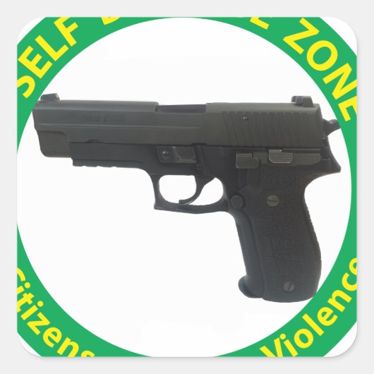 Zelfverdediging zone-geweld vierkante sticker (Voorkant)
