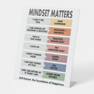 Zelfvertrouwen: de basis van geluk reclamebord met voetstuk