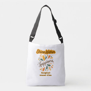 zelfvertrouwen, geluk, tekst, inspirerend crossbody tas