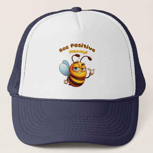 Zelfverzekerd geel Cartoon hommel ontwerp Trucker Pet (Voorkant)