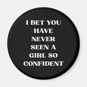 Zelfverzekerd Meisje Quote Zwart Quote, Feministe Magneet