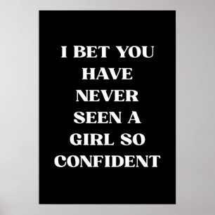 Zelfverzekerd Meisje Quote Zwart Quote Poster