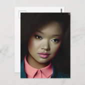 Zelfverzekerde jonge vrouw briefkaart (Voorkant / Achterkant)