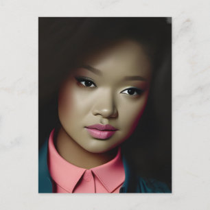 Zelfverzekerde jonge vrouw briefkaart