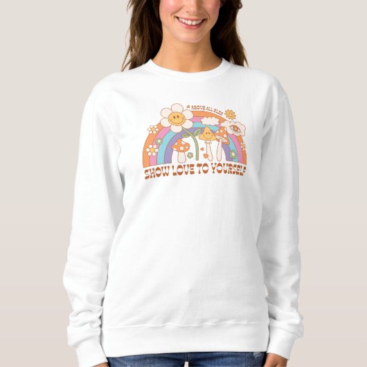 Zelfverzorgd Sweatshirt Trendy Retro Good Vibes Wo (Voorkant)