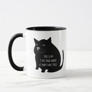 Zelfvoldane Vette Zwarte Kat Grappige Quote Mok
