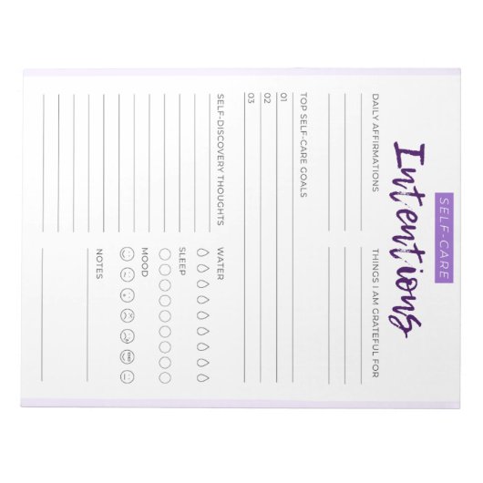 Zelfzorg intenties pad notitieblok (Voorkant)