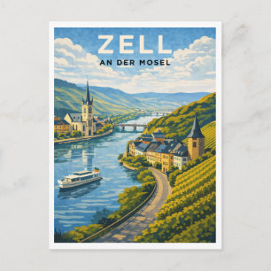 Zell Duitsland Vintage Reis Kunst Briefkaart