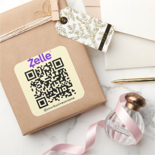 Zelle QR Code Betaling Scan naar Betalen Soft Groo Vierkante Sticker