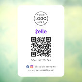 Zelle QR-code betaling | Scan om het bedrijfslogo  Raamsticker (Vel 3)