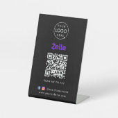 Zelle QR-code | Black Scan to Pay Business Reclamebord Met Voetstuk (Voorkant)