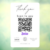 Zelle QR Code Logo Scan to Pay Hartelijk dank Raamsticker (Vel 3)