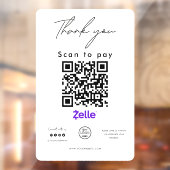 Zelle QR Code Logo Scan to Pay Hartelijk dank Raamsticker (Vel 2)