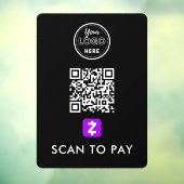 Zelle QR-code Scannen naar Pay Modern Logo Black Raamsticker (Vel 3)