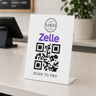 Zelle Scan om te betalen tafelmodel display Reclamebord Met Voetstuk
