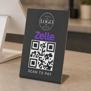 Zelle Scan om te betalen Tafelmodel Display Reclamebord Met Voetstuk