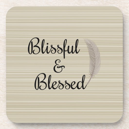 Zen angel veer wit beige strepen onderzetters (Voorkant)