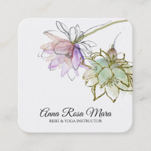 *~* Zen AP32 Roze Lotus Yoga Flower Logo QR Vierkante Visitekaartje