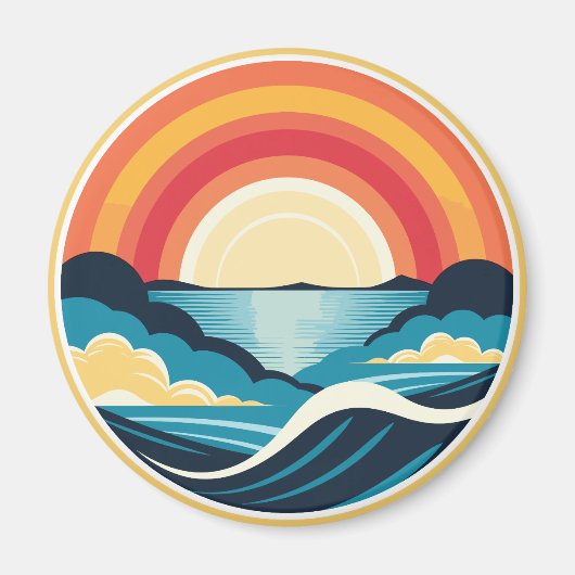 Zen Art Deco Zonsondergang boven water Magneet (Voorkant)