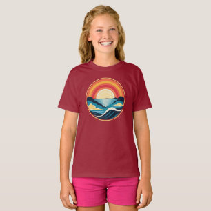 Zen Art Deco Zonsondergang boven water T-shirt