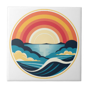 Zen Art Deco Zonsondergang boven water Tegeltje