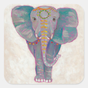 Zen Asian Elephant Vierkante Sticker